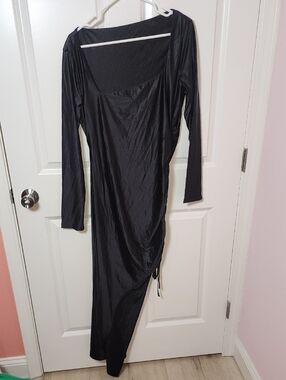 Black Long Sleeve Asymmetrical Women's Dress